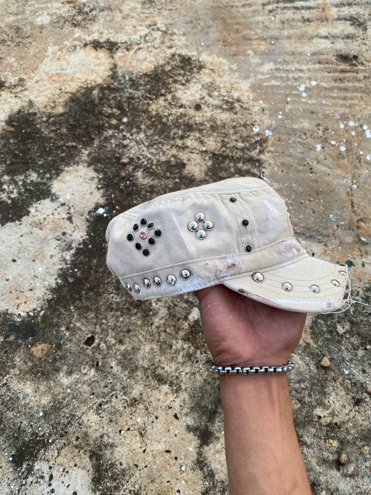 Custom white studs cap vtg