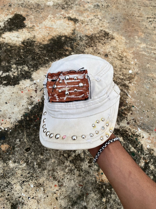 Custom white studs cap vtg